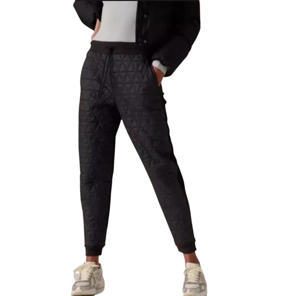 Athleta Solstice Quilted Jogger Pants Black Women's Size 6 Tall NWOT - Picture 2 of 6